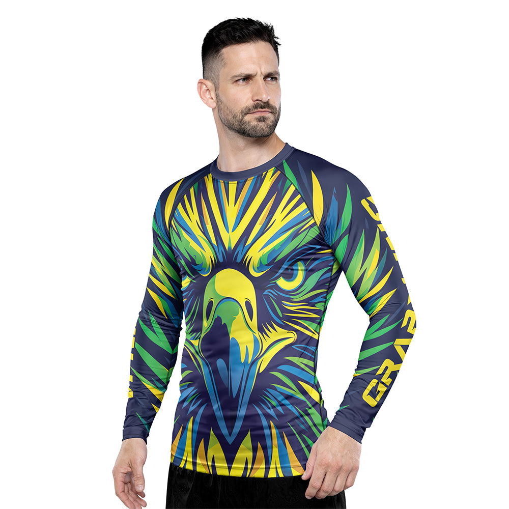 Rashninja Patriot Brazil Flag Men's Long Sleeve Rash Guard