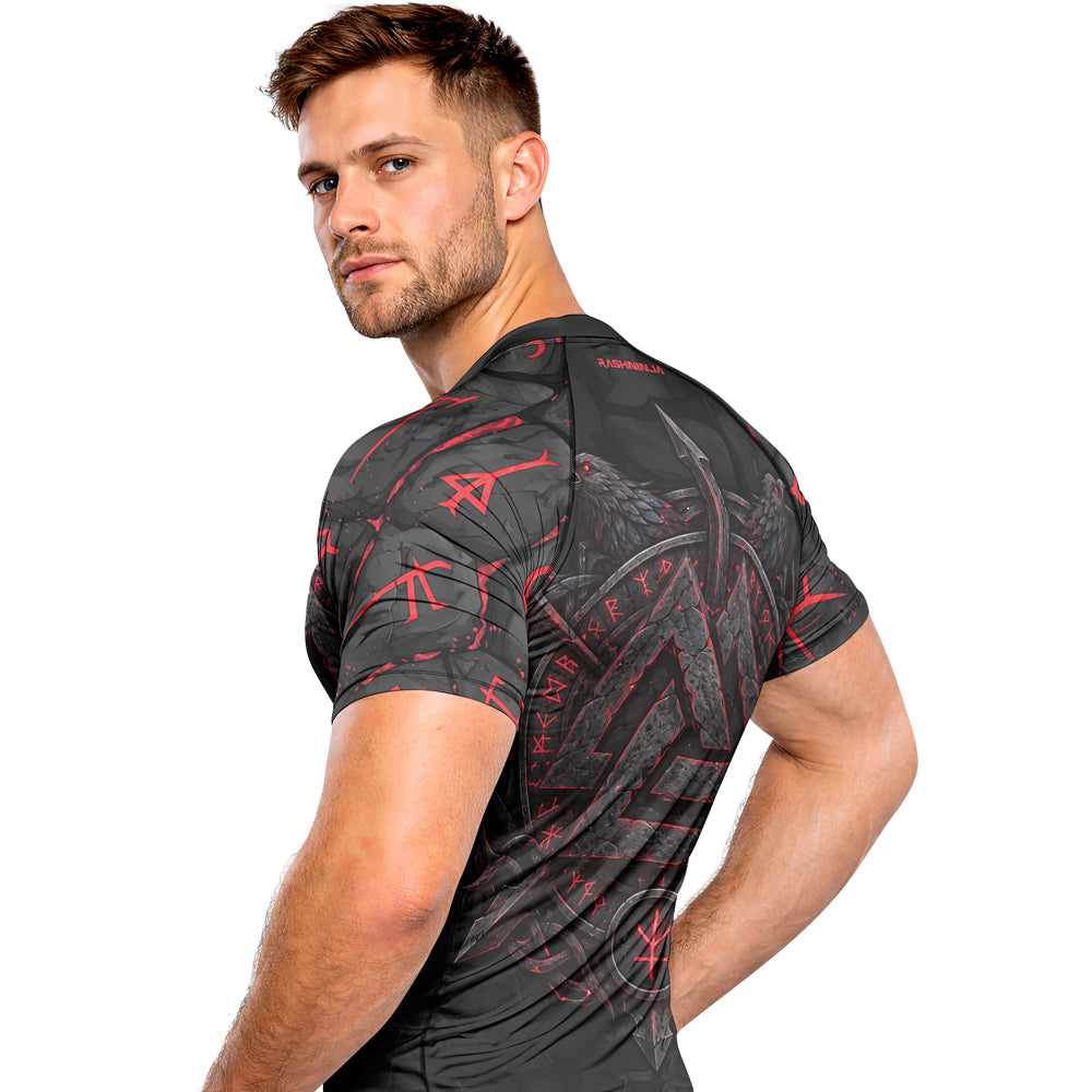 Rashninja Viking Raven Vegvisir Men's Short Sleeve Rash Guard