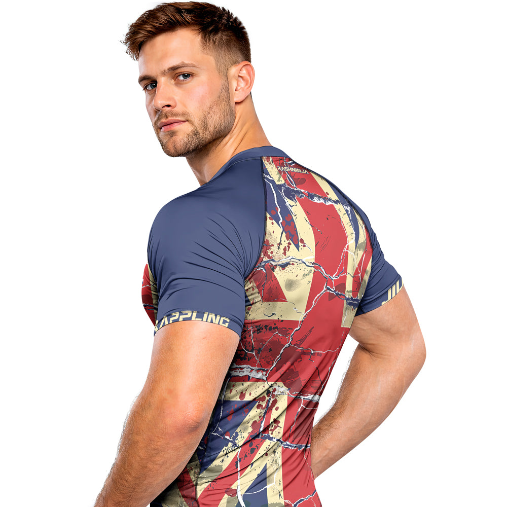 RashninjaPatriot United Kingdom Flag Men's Short Sleeve Rash Guard