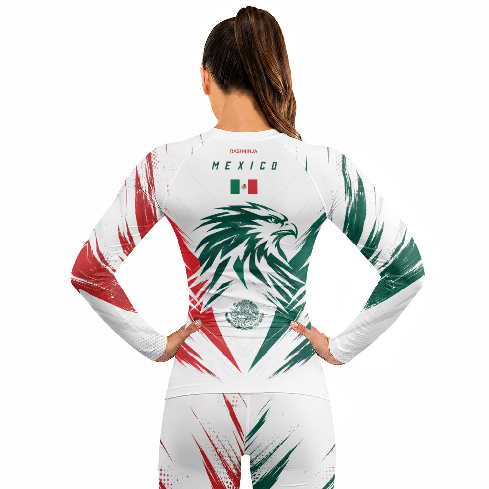 Rashninja Patriot Mexico Flag Women's Long Sleeve Rash Guard