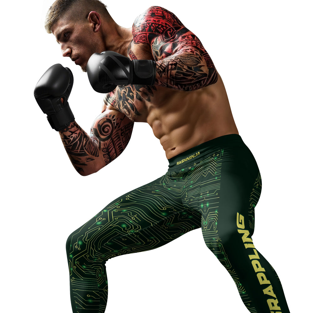 Rashninja Green Cyber Circuit Men's Spats