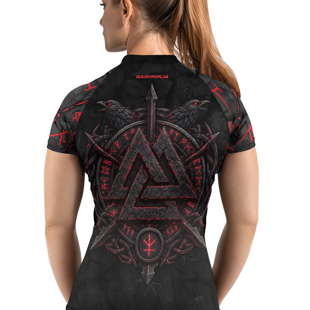 Rashninja Viking Raven Vegvisir Women's Short Sleeve Rash Guard