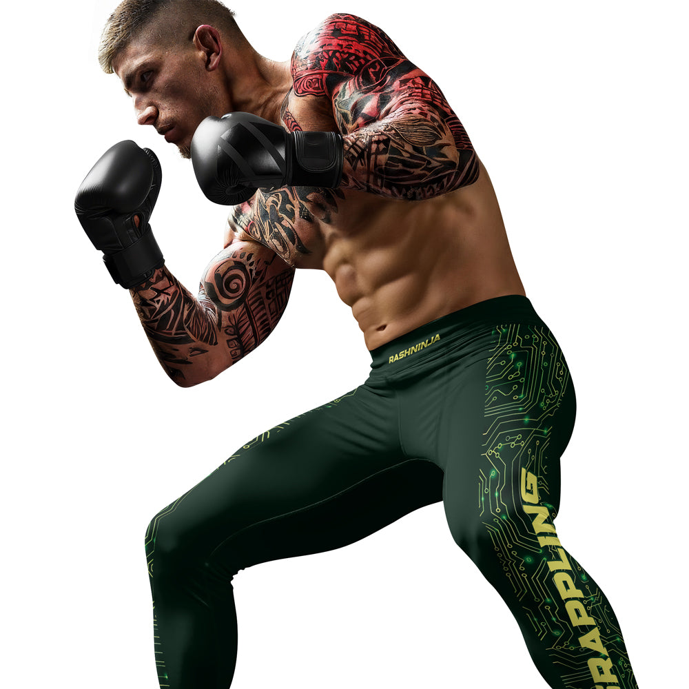 Rashninja Green Cyber Circuit Men's Spats