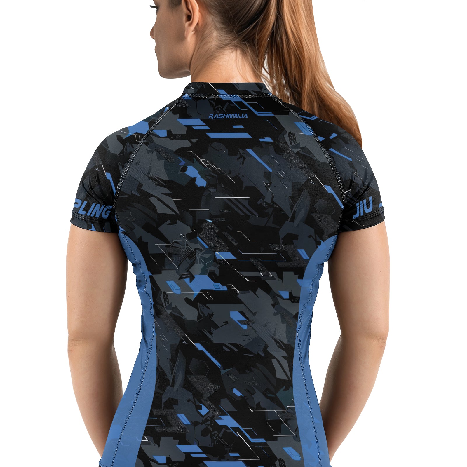 Rashninja Blue Triangle Women's Short Sleeve Rash Guard
