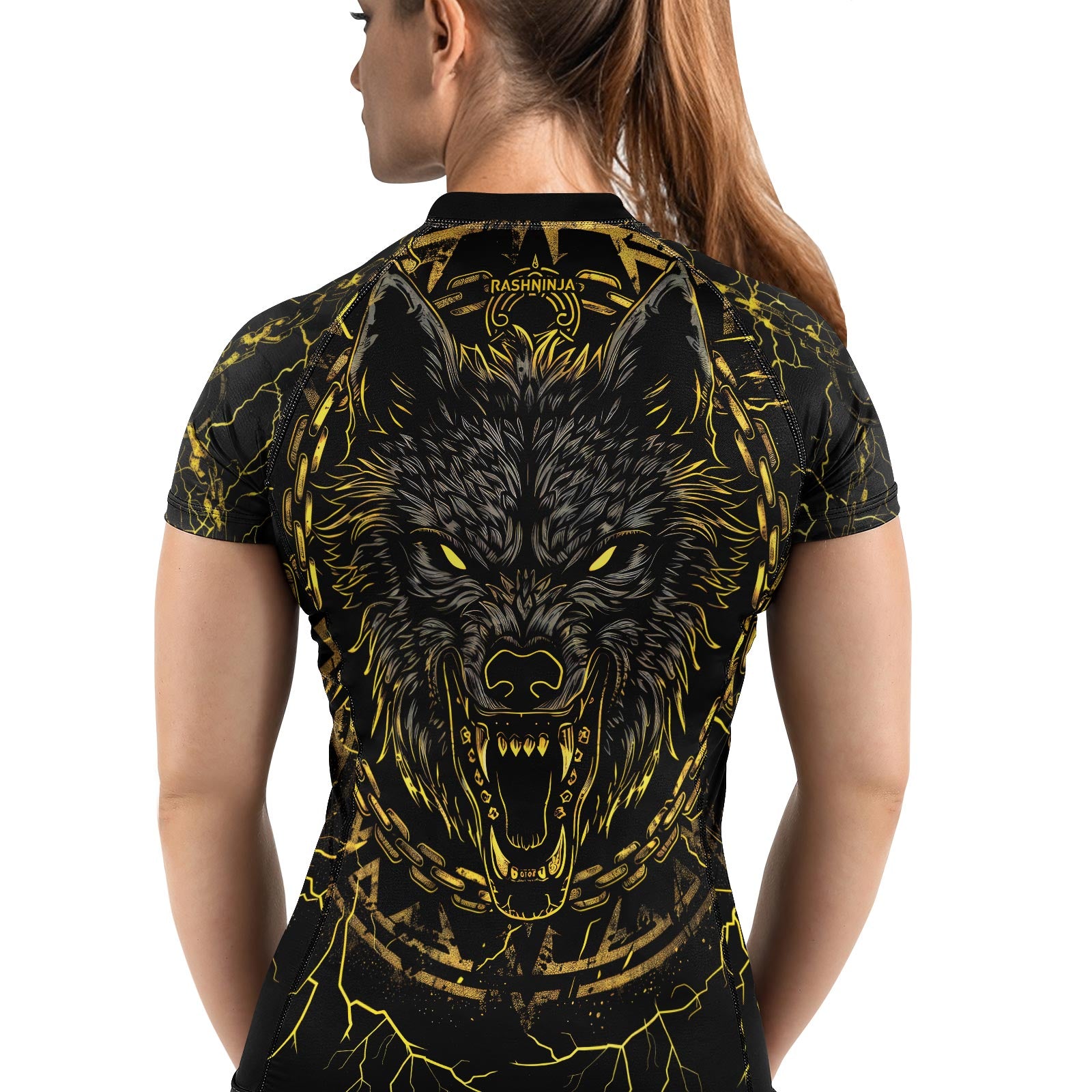 Rashninja Viking Fenrir Wol Women's Short Sleeve Rash Guard