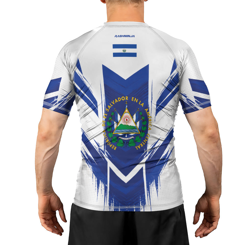 Rashninja Patriot El Salvador Flag Men's Short Sleeve Rash Guard