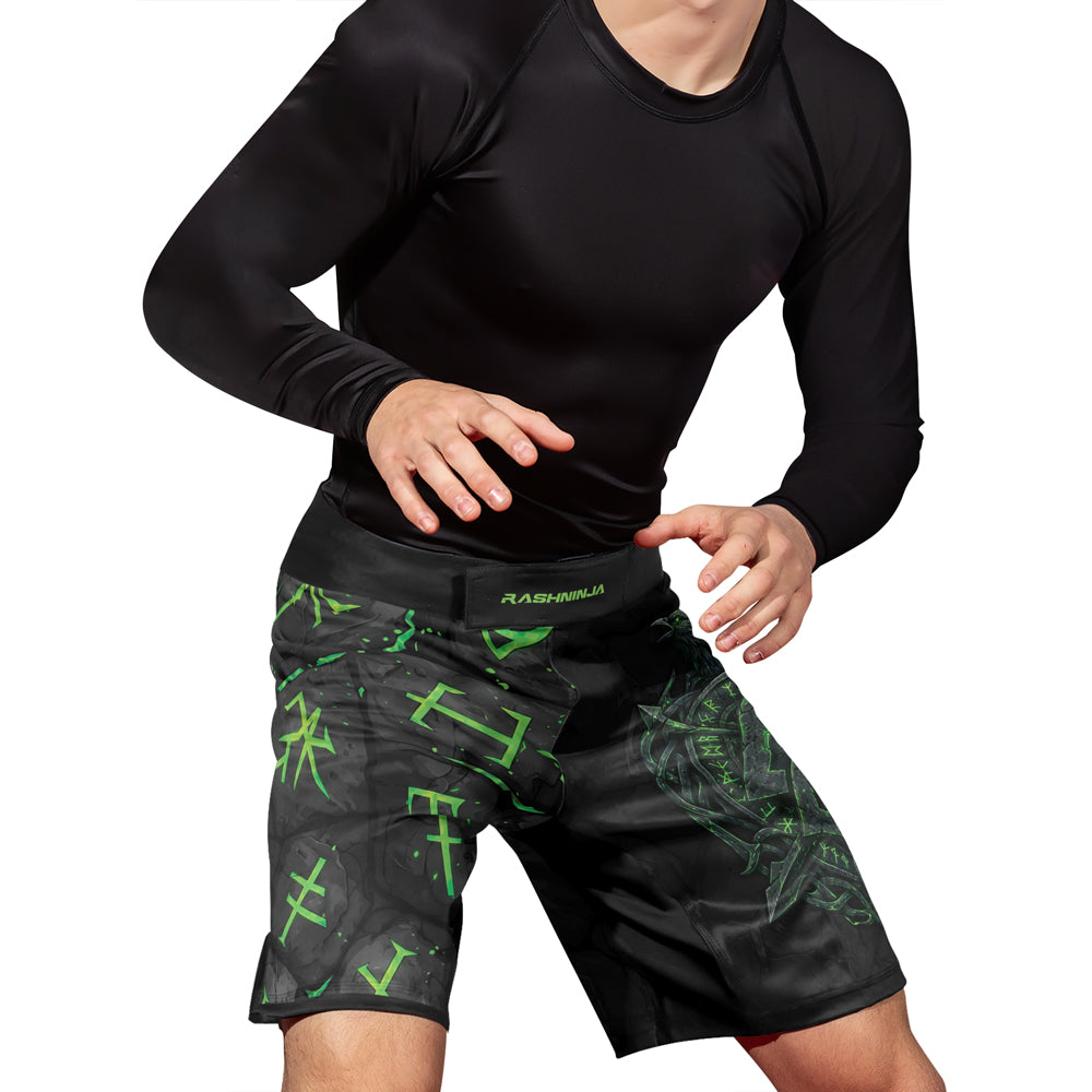 Rashninja Viking Raven Vegvisir Men's Fight Shorts