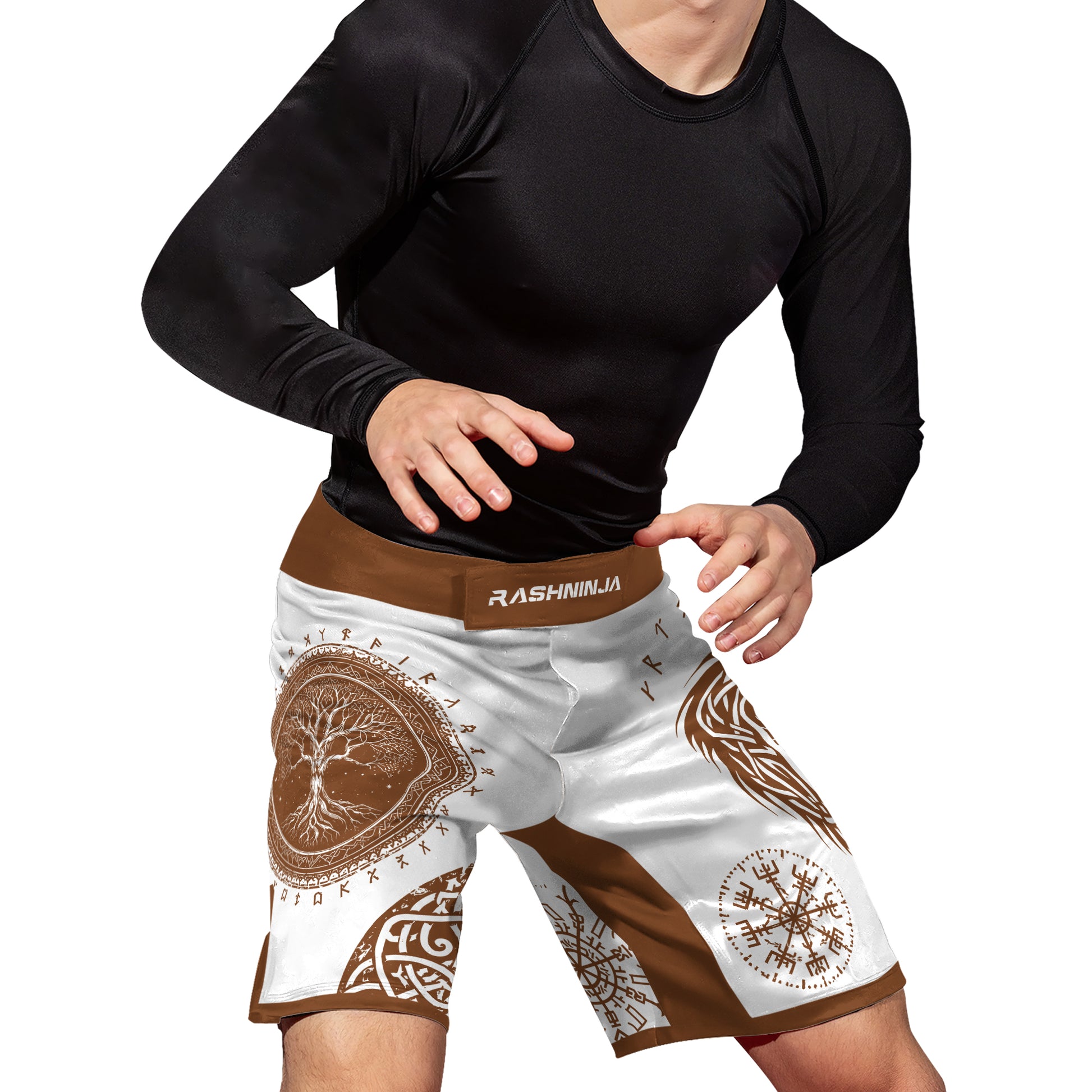 Rashninja Yggdrasil Bear Viking Men's Fight Shorts
