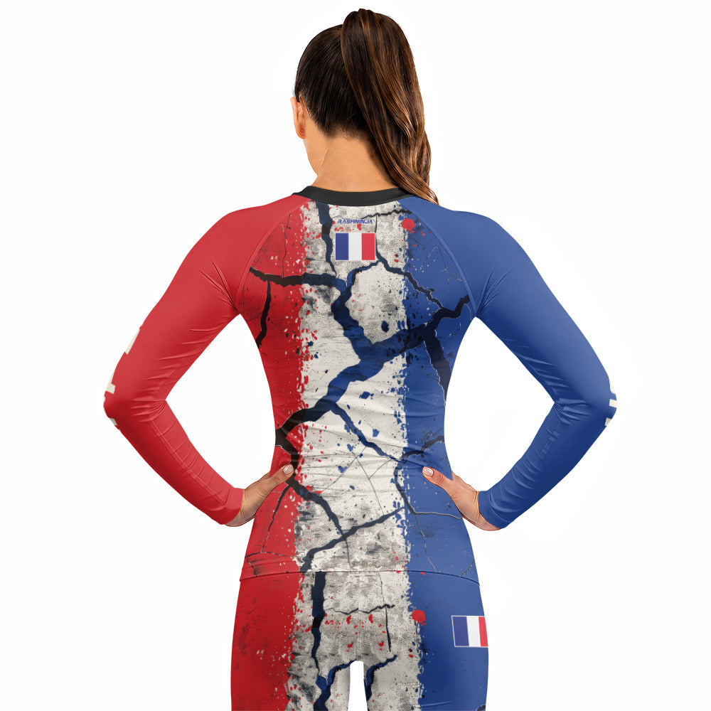 Rashninja Patriot France Flag Women's Long Sleeve Rash Guard