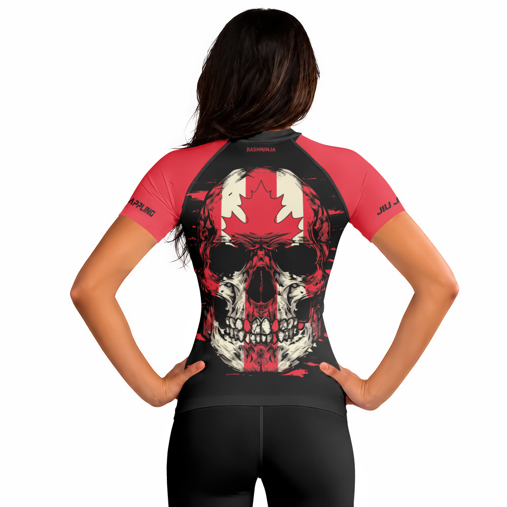 Rashninja Patriot Canada Flag Women's Short Sleeve Rash Guard