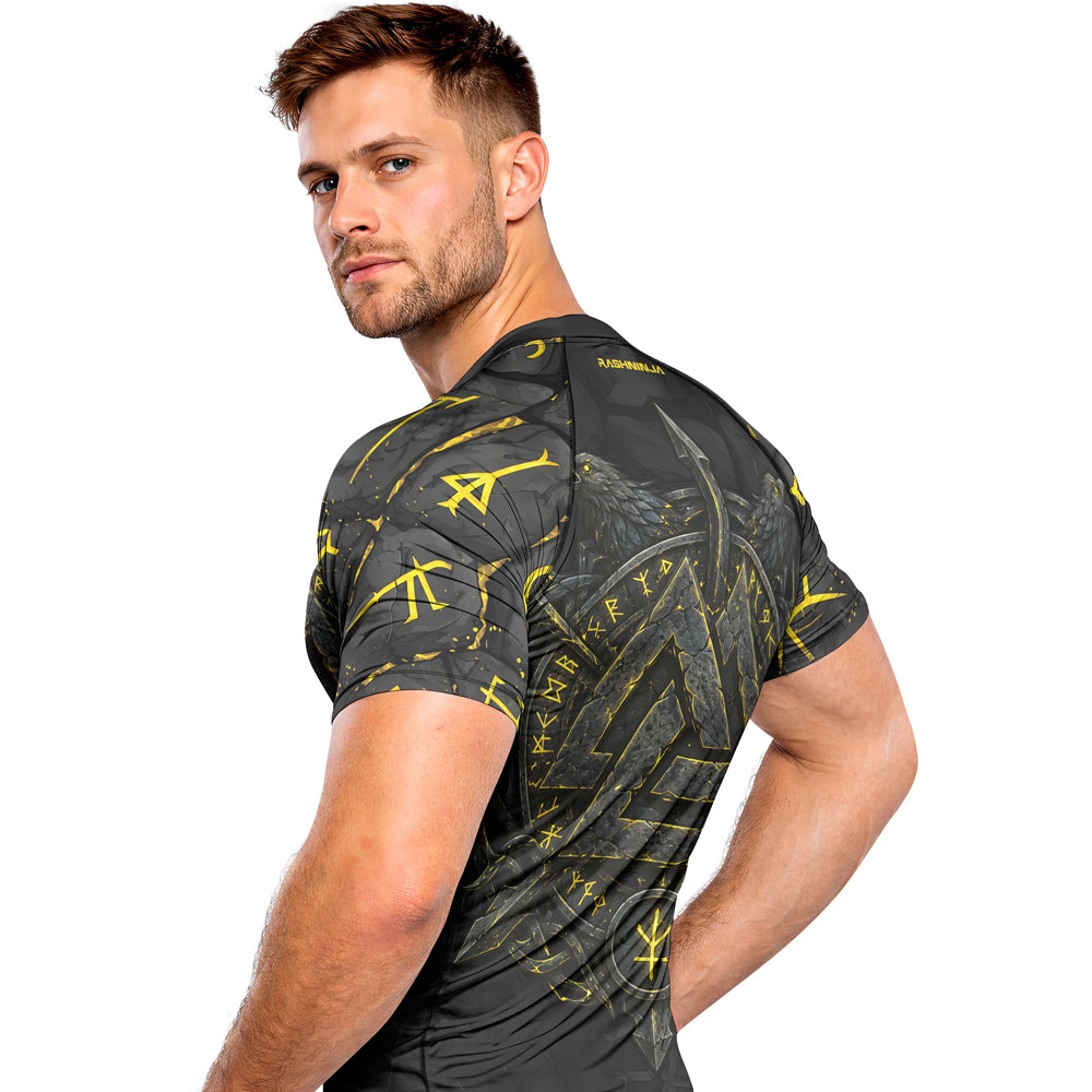 Rashninja Viking Raven Vegvisir Men's Short Sleeve Rash Guard