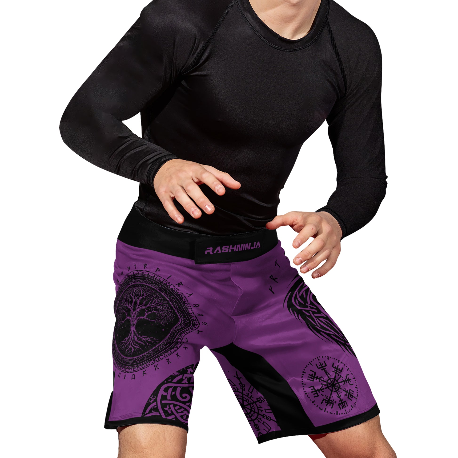 Rashninja Yggdrasil Bear Viking Men's Fight Shorts