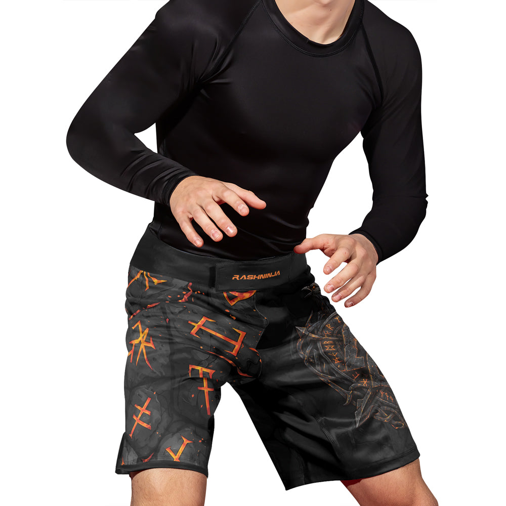 Rashninja Viking Raven Vegvisir Men's Fight Shorts