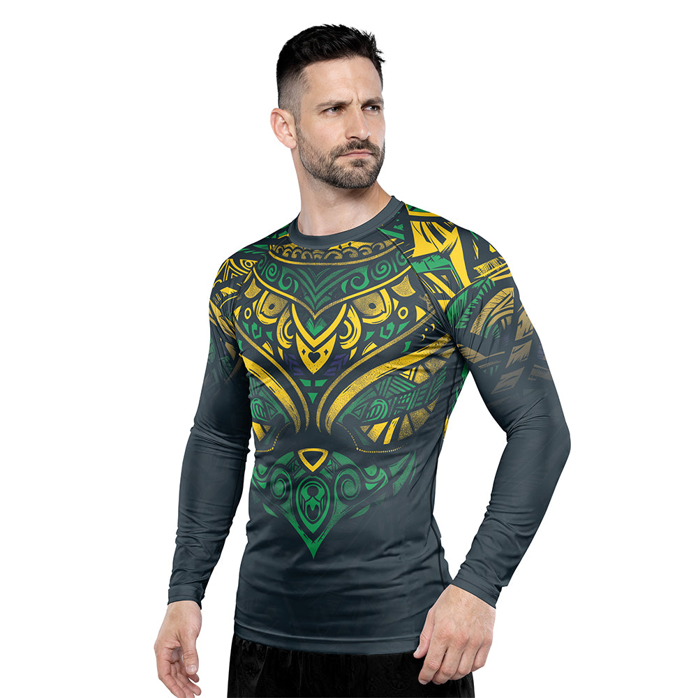 Rashninja Patriot Brazil Flag Men's Long Sleeve Rash Guard