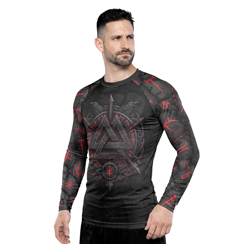 Rashninja Viking Raven Vegvisir Men's Long Sleeve Rash Guard