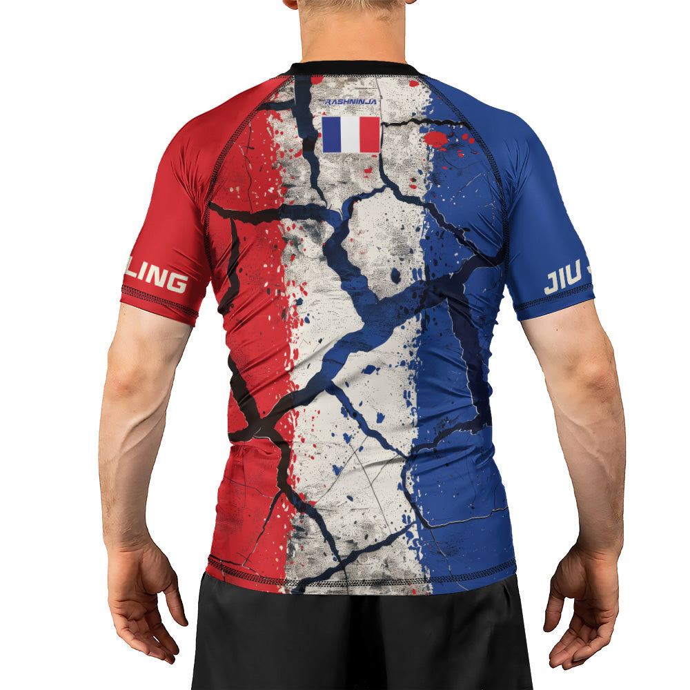 Rashninja Patriot France Flag Men's Short Sleeve Rash Guard