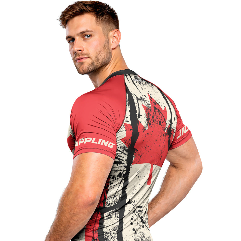 Rashninja Patriot Canada Flag Men's Short Sleeve Rash Guard