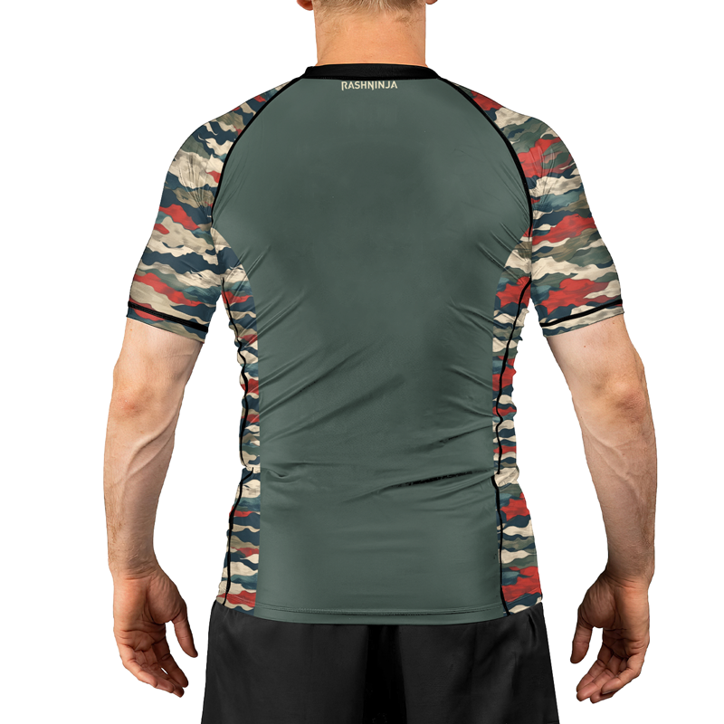 Army Green Rash Guard Rashninja Swiss Army Alpenflage Men's Short Sleeve Rash Guard