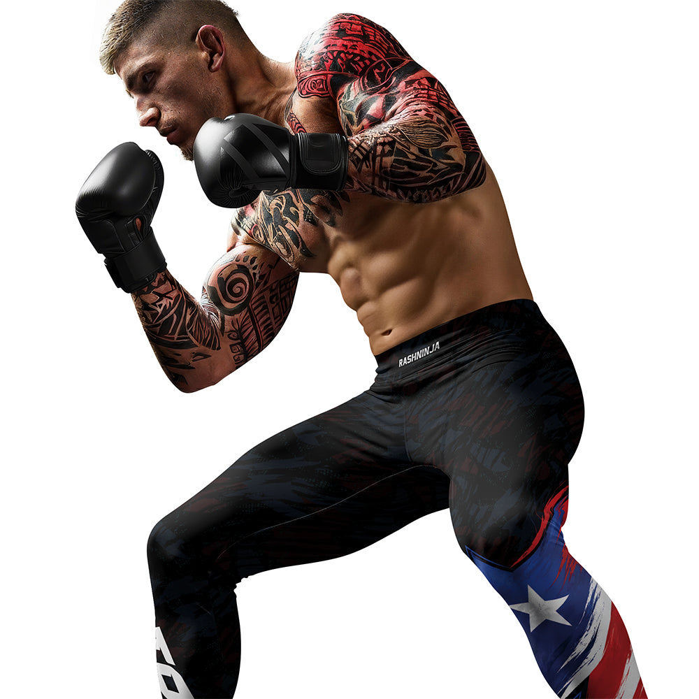 Rashninja Patriot  Puerto Rico Flag Men's Spats