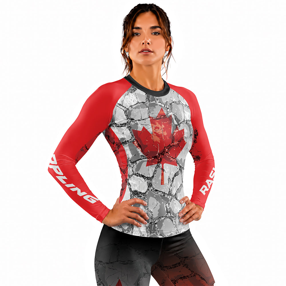 Rashninja Patriot Canada Flag Women's Long Sleeve Rash Guard