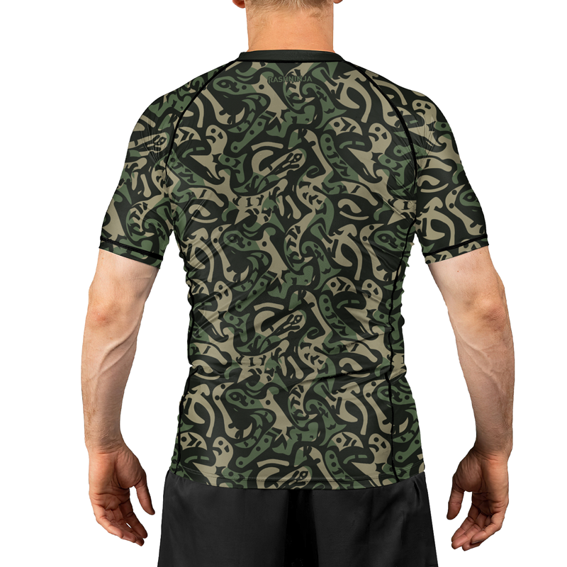 Rashninja Military Abstract Camouflage Men's Short Sleeve Rash Guard