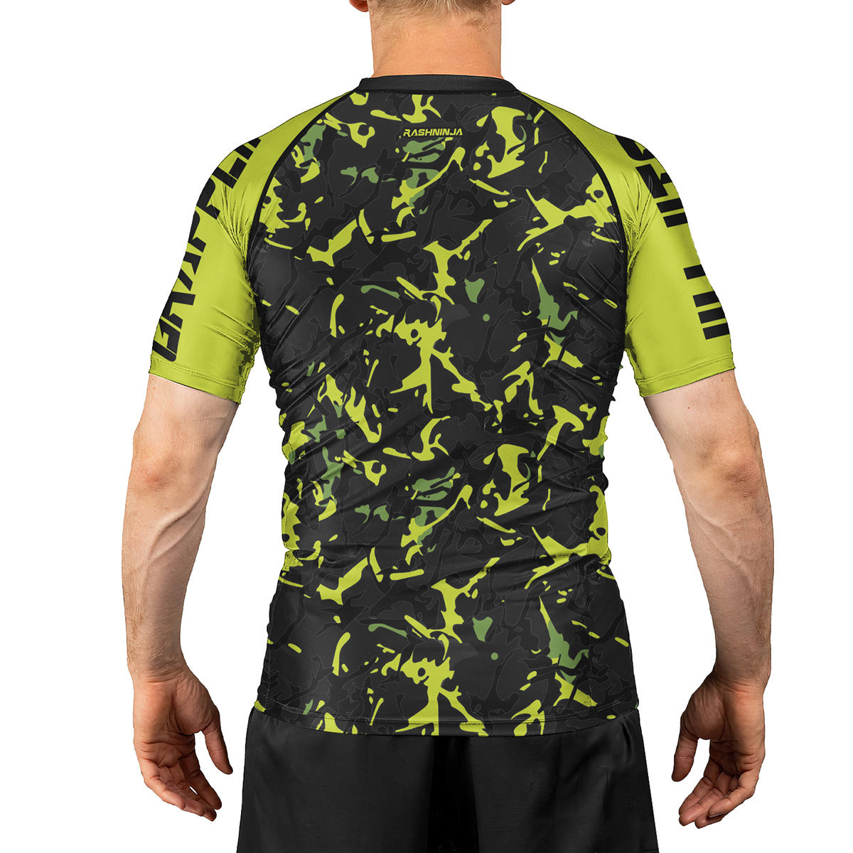 Rashninja Neon Green Camouflage Men's Short Sleeve Rash Guard
