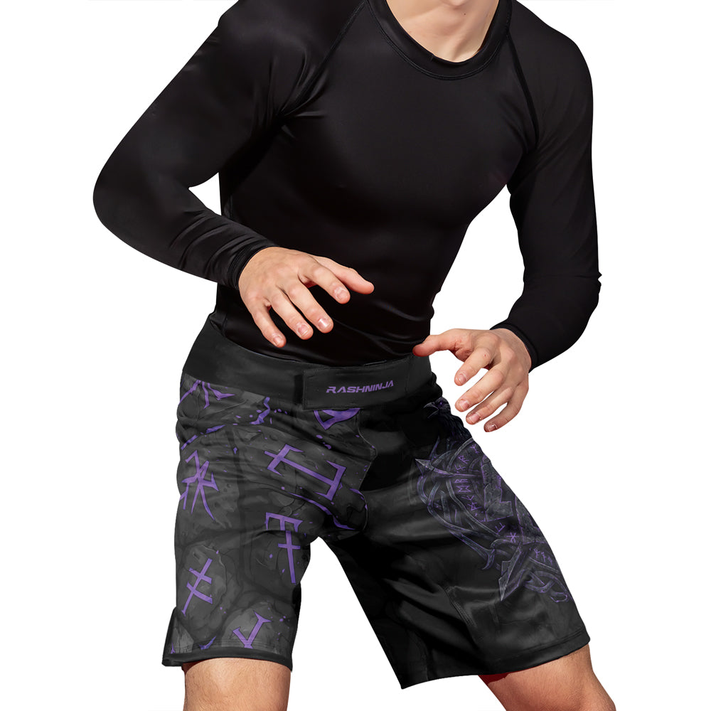 Rashninja Viking Raven Vegvisir Men's Fight Shorts
