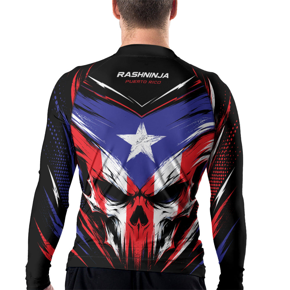 Rashninja Patriot Puerto Rico Flag Men's Long Sleeve Rash Guard