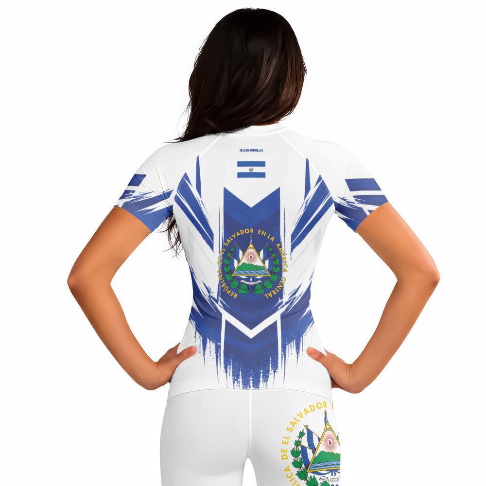 Rashninja Patriot El Salvador Flag Women's Short Sleeve Rash Guard