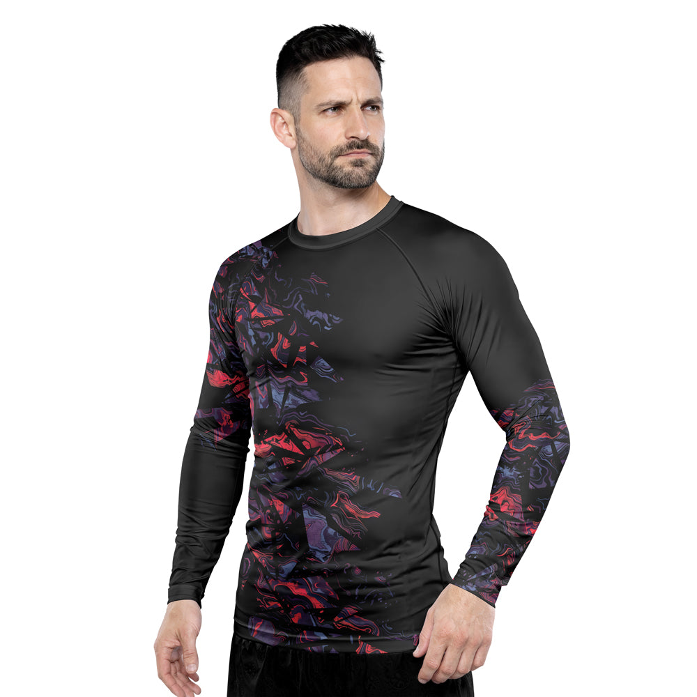 Rashninja Red Cyber Marble Men's Long Sleeve Rash Guard