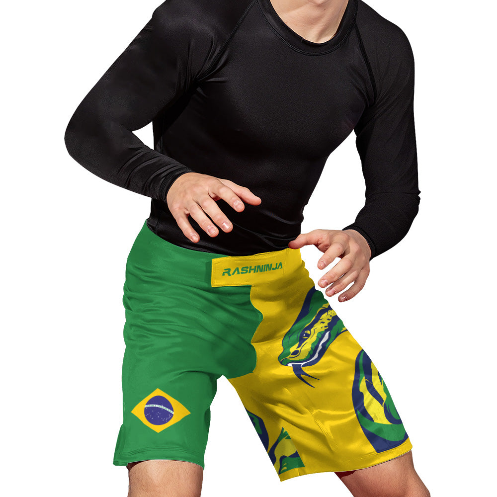 Rashninja Patriot Brazil Flag Men's Fight Shorts
