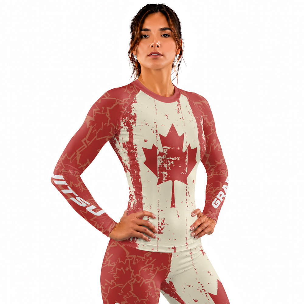 Rashninja Patriot Canada Flag Women's Long Sleeve Rash Guard