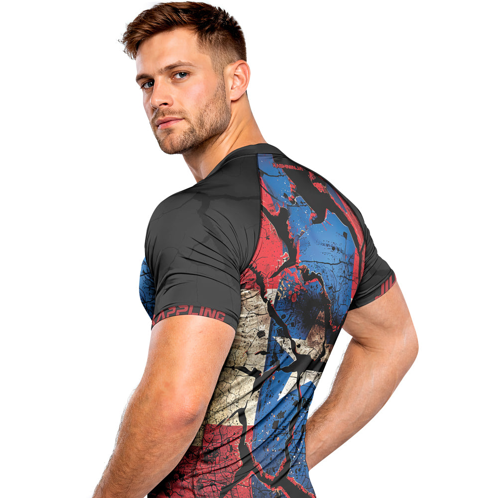 Rashninja Patriot Puerto Rico Flag Men's Short Sleeve Rash Guard