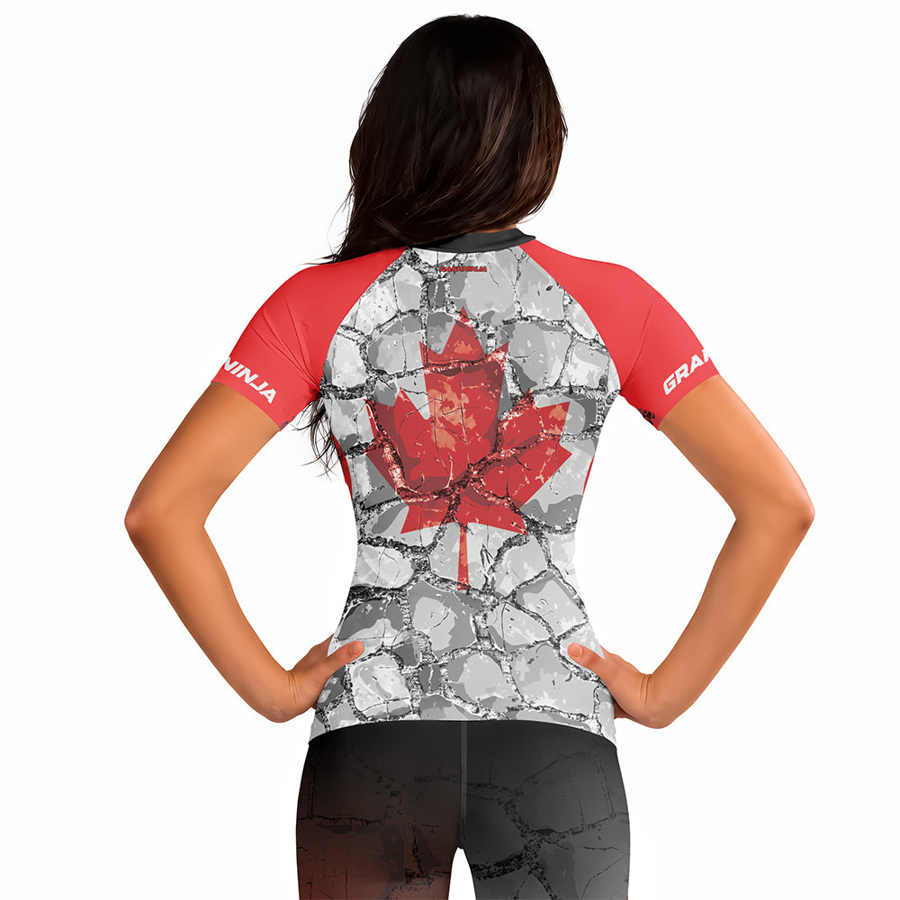 Rashninja Patriot Canada Flag Women's Short Sleeve Rash Guard