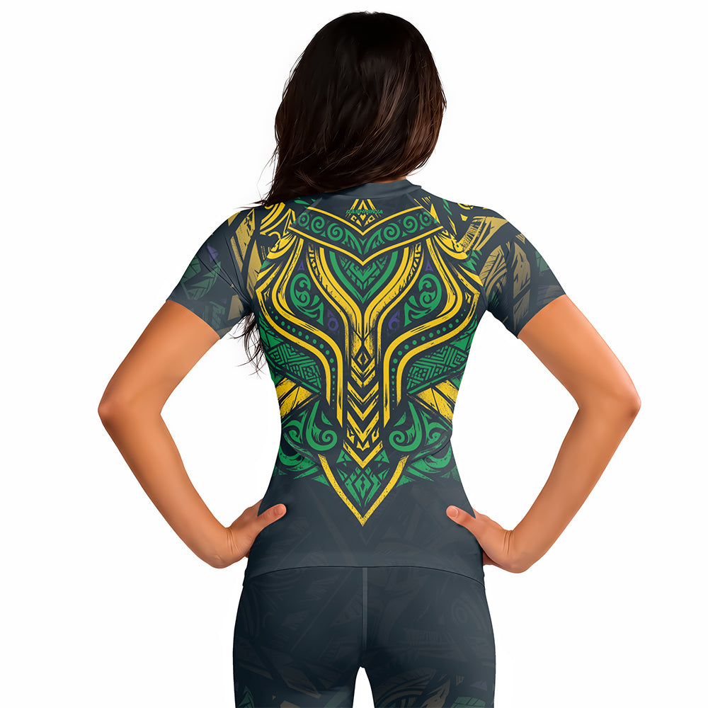 Rashninja Patriot Brazil Flag Women's Short Sleeve Rash Guard