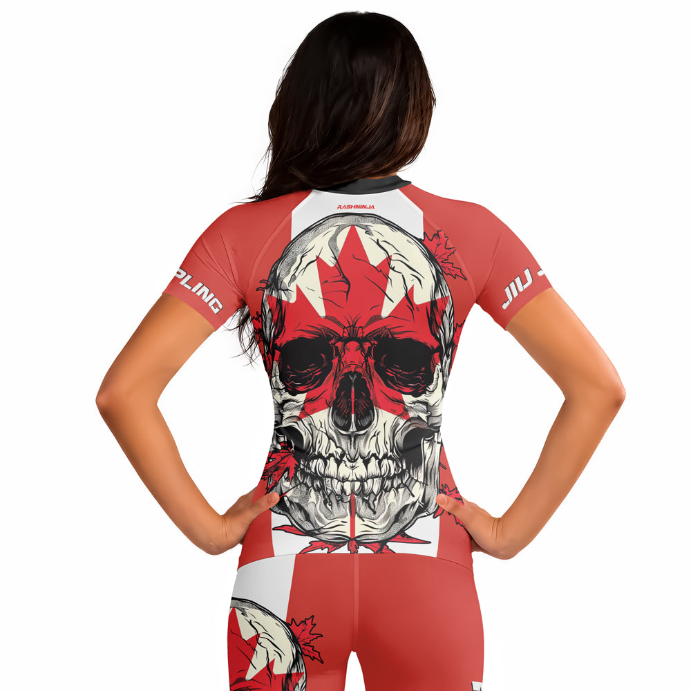 Rashninja Patriot Canada Flag Women's Short Sleeve Rash Guard
