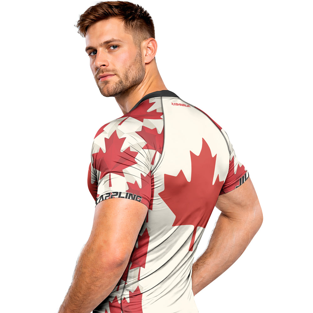 Rashninja Patriot Canada Flag Men's Short Sleeve Rash Guard