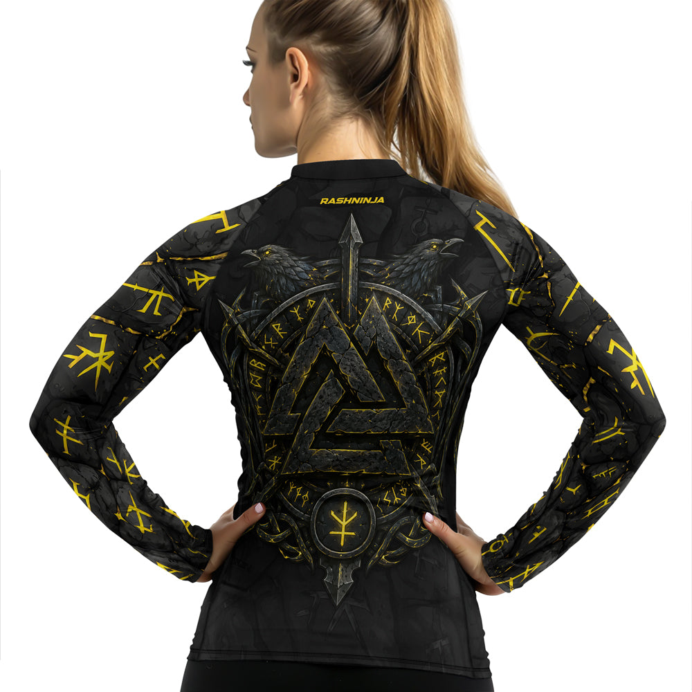 Rashninja Viking Raven Vegvisir Women's Long Sleeve Rash Guard