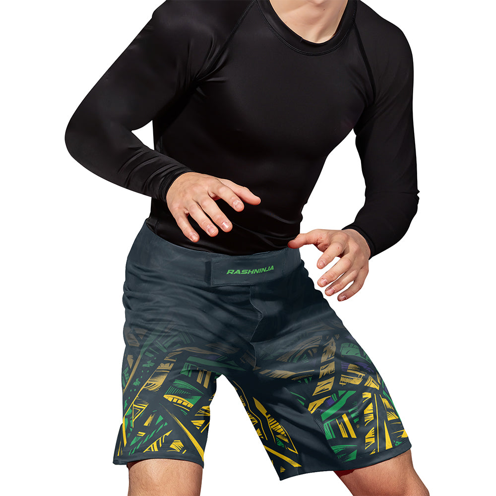 Rashninja Patriot Brazil Flag Men's Fight Shorts