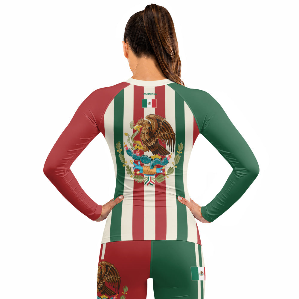 Rashninja Patriot Mexico Flag Women's Long Sleeve Rash Guard