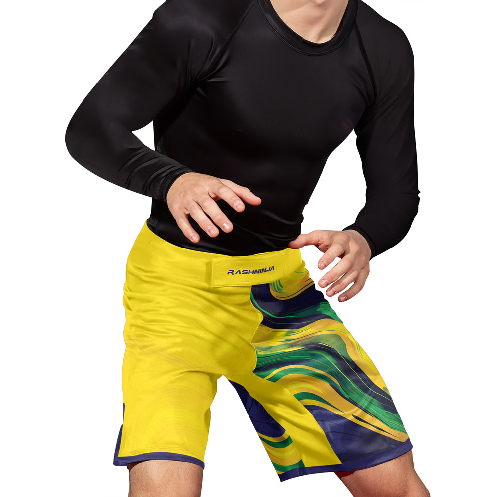 Rashninja Patriot Brazil Flag Men's Fight Shorts