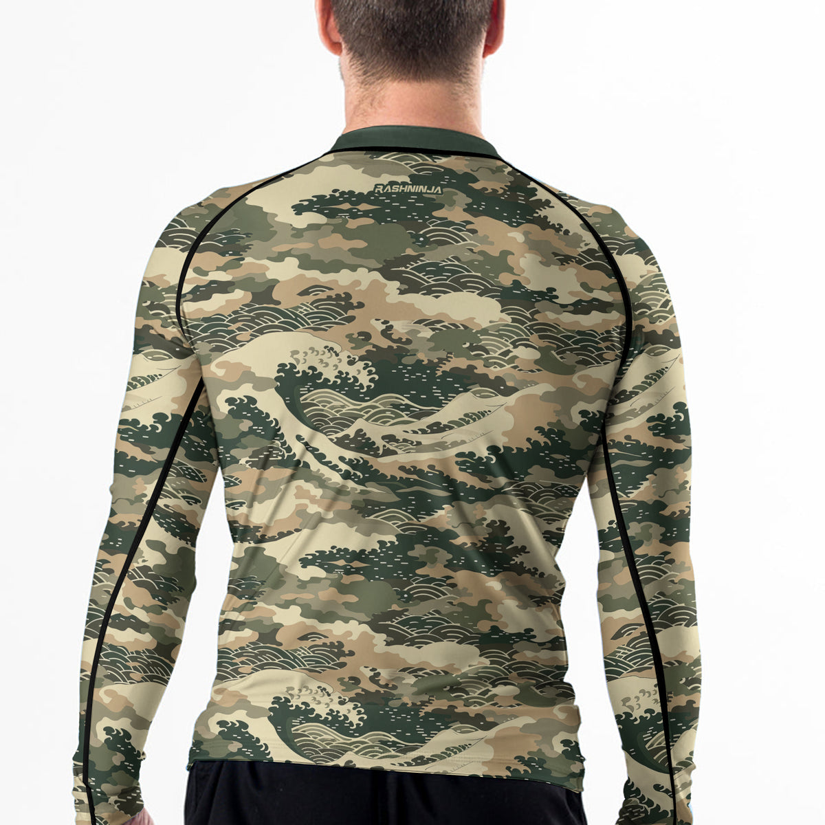 Rashninja Ocean Waves Camouflage Men's Long Sleeve Rash Guard