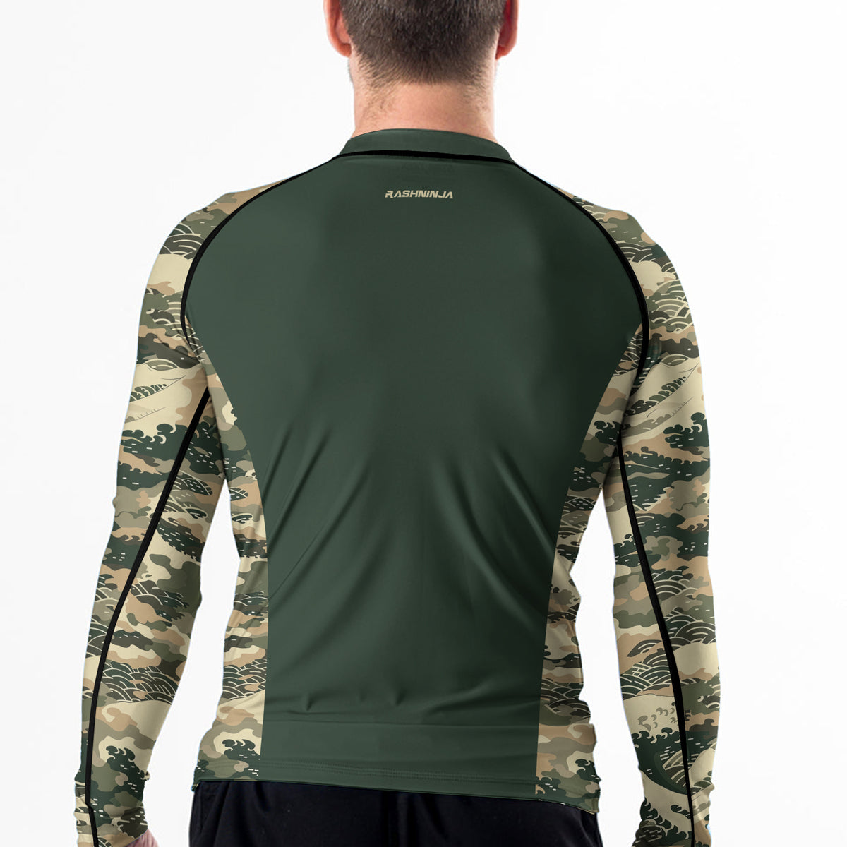 Rashninja Ocean Waves Camouflage Men's Long Sleeve Rash Guard