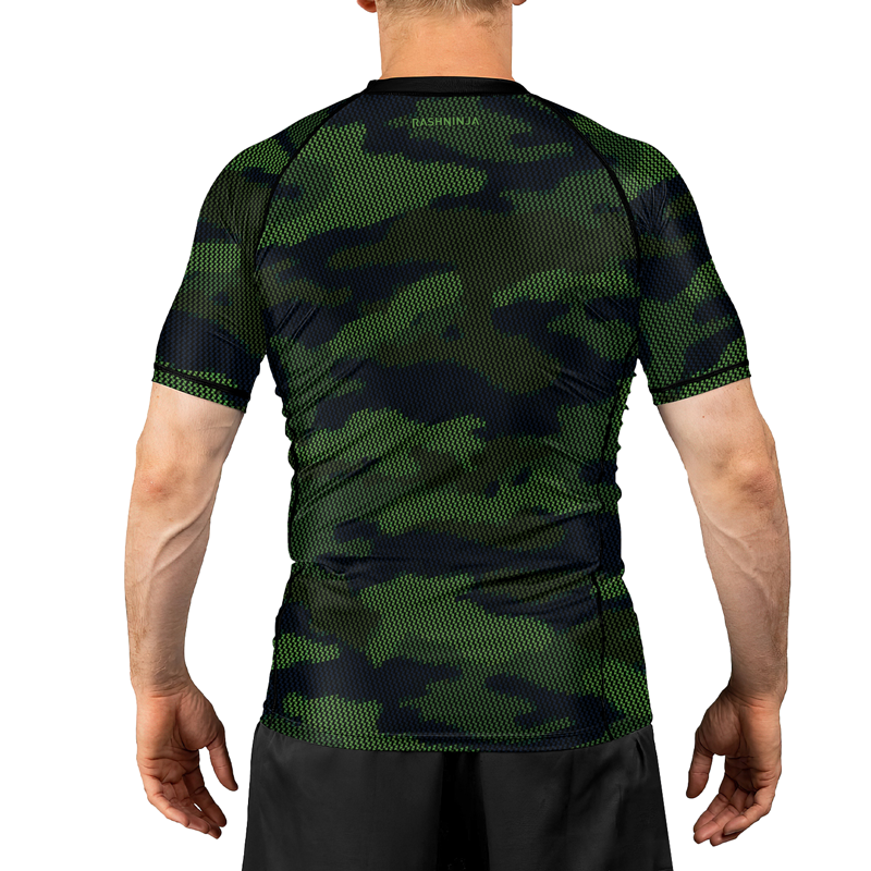 Rashninja Military Woodland Camouflage Men's Short Sleeve Rash Guard