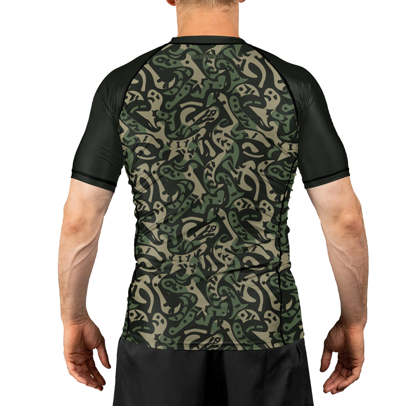 Rashninja Military Abstract Camouflage Men's Short Sleeve Rash Guard