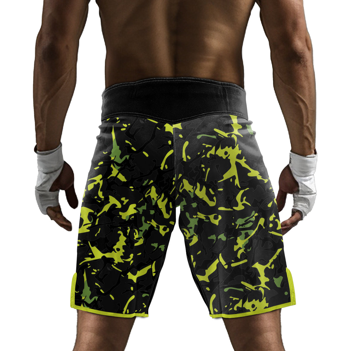 Rashninja Neon Green Camouflage Men's Fight Shorts