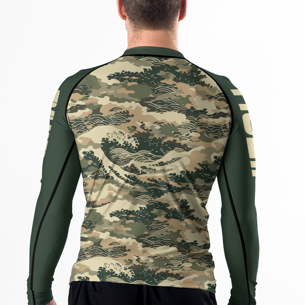 Rashninja Ocean Waves Camouflage Men's Long Sleeve Rash Guard