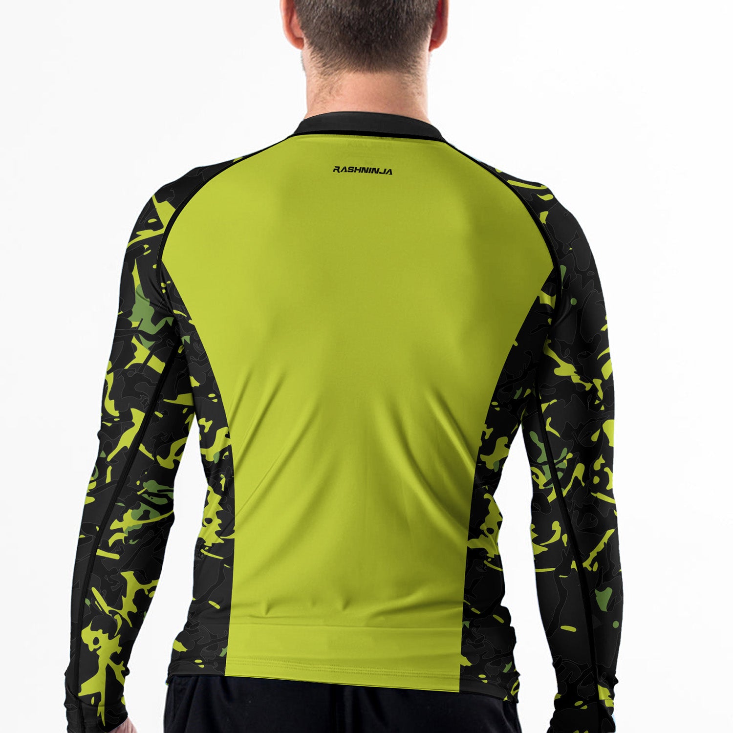 Rashninja Neon Green Camouflage Men's Long Sleeve Rash Guard