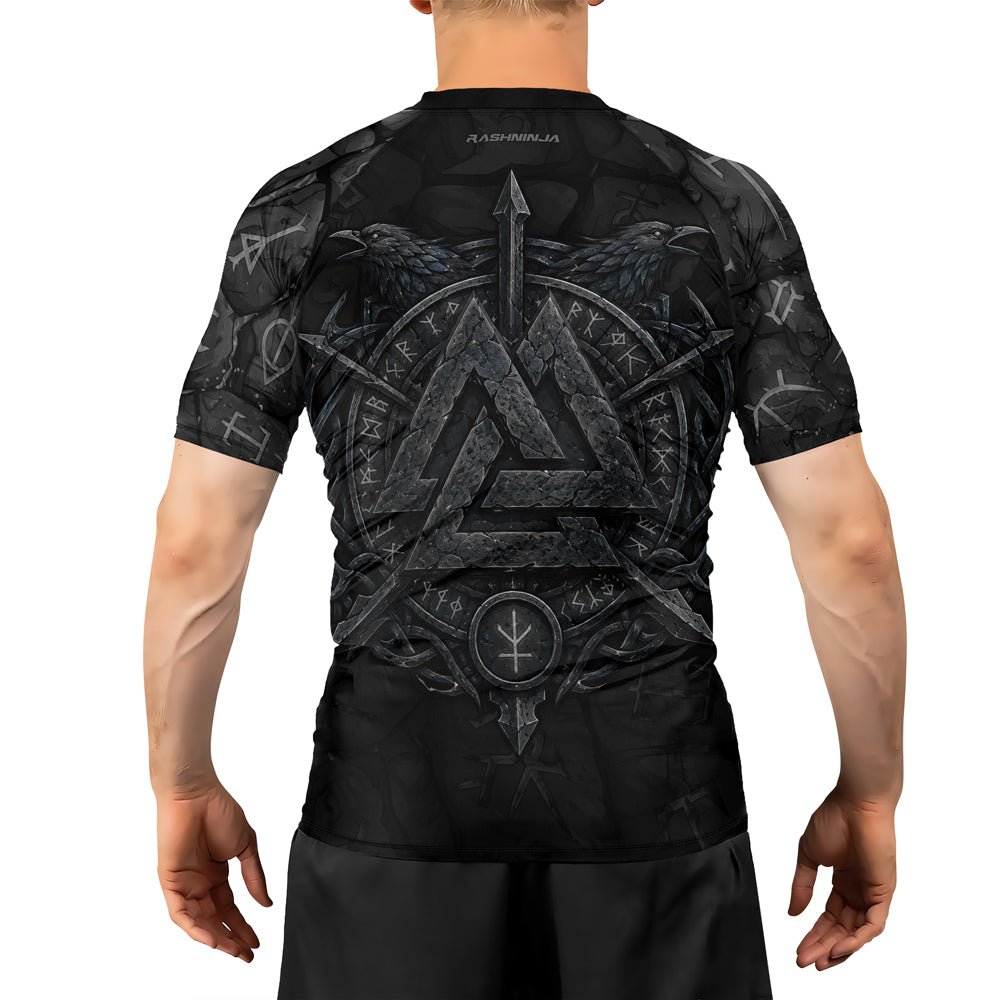 Rashninja Viking Raven Vegvisir Men's Short Sleeve Rash Guard