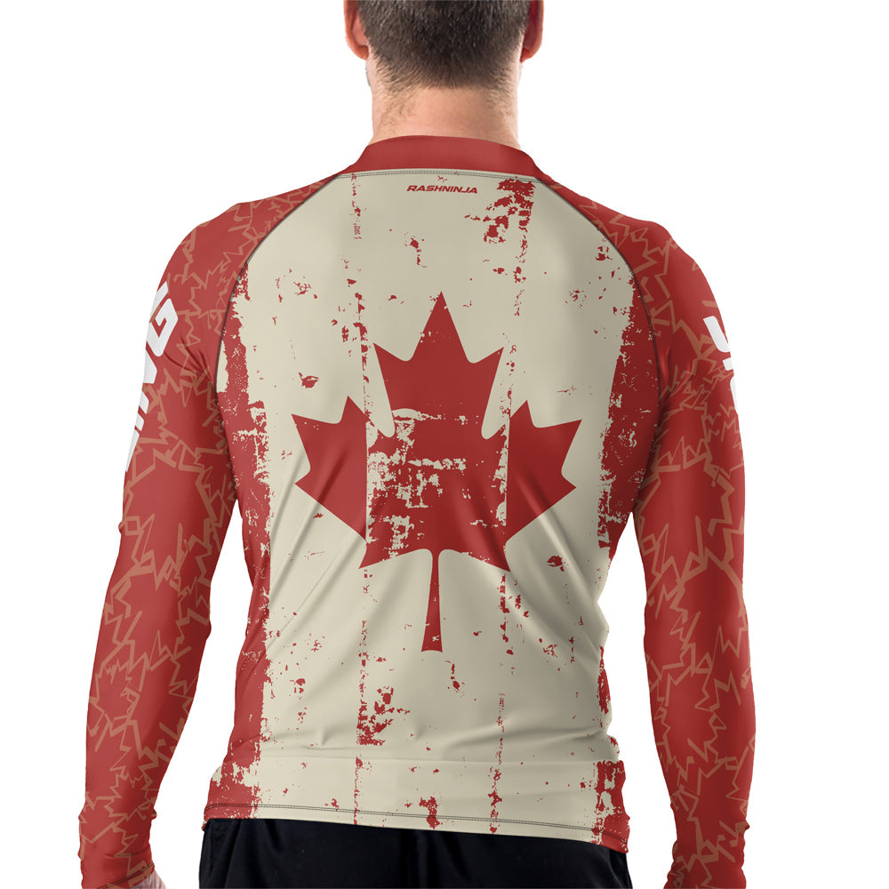 Rashninja Patriot Canada Flag Men's Long Sleeve Rash Guard